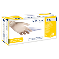 Guanti in lattice R46 - senza polvere - tg L - bianco - conf. 100 pezzi - Reflexx - R46/L(9) - 8032891631645 - DMwebShop