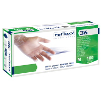 Guanti in vinile R36 - senza polvere - tg M - bianco - conf. 100 pezzi - Reflexx - R36/M(8) - 8032891631447 - DMwebShop