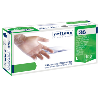 Guanti in vinile R36 - senza polvere - tg L - bianco - conf. 100 pezzi - Reflexx - R36/L(9) - 8032891631454 - DMwebShop
