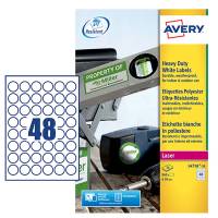 Etichetta in poliestere adesivo L4716 - Ø 30 mm - 48 etic. Per foglio - bianco - conf. 20 fogli A4 - Avery - L4716-20 - 4004182048405 - DMwebShop