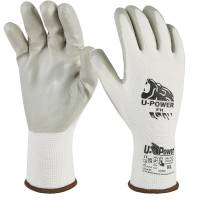 Guanti di protezione FIT - con polsino giallo - taglia 08 - bianco-grigio - conf. 12 pezzi - U-power - UG00003-08 - 8033546515778 - DMwebShop