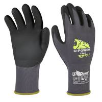 Guanti di protezione FLEX - con polsino giallo - taglia 08 - nero-grigio - conf. 12 pezzi - U-power - UG00001-08 - 8033546515679 - DMwebShop