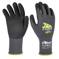 Guanti di protezione FLEX - con polsino giallo - taglia 08 - nero-grigio - conf. 12 pezzi - U-power - UG00001-08 - 8033546515679 - DMwebShop