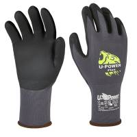 Guanti di protezione FLEX - con polsino marrone - taglia 09 - nero-grigio - conf. 12 pezzi - U-power - UG00001-09 - 8033546515686 - DMwebShop
