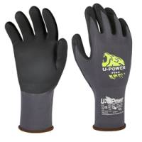Guanti di protezione FLEX - con polsino marrone - taglia 09 - nero-grigio - conf. 12 pezzi - U-power - UG00001-09 - 8033546515686 - DMwebShop