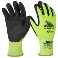Guanti di protezione FLEX - con polsino giallo - taglia 08 - verde fluo-nero - conf. 12 pezzi - U-power - UG00005-08 - 8033546515877 - DMwebShop