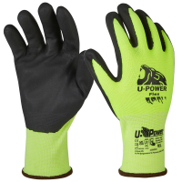Guanti di protezione FLEX - con polsino giallo - taglia 08 - verde fluo-nero - U-power - UG00005-08 - 8033546515877 - DMwebShop