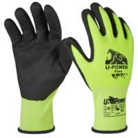 Guanti di protezione FLEX - con polsino nero - taglia 10 - verde fluo-nero - conf. 12 pezzi - U-power - UG00005-10 - 8033546515891 - DMwebShop