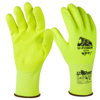 Guanti di protezione ICON - con polsino marrone - taglia 09 - giallo fluo - U-power - UG00002-09 - 8033546515730 - DMwebShop