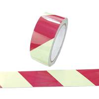 Nastro fotoluminescente adesivo - 4 cm x 10 mt - giallo-strisce rosse - Cartelli Segnalatori - L9421 - DMwebShop