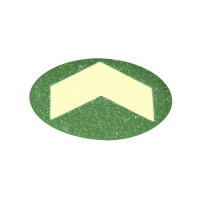 Bollo con freccia fotoluminescente adesiva - Ø 6 cm - giallo-verde - Cartelli Segnalatori - L93061 - DMwebShop