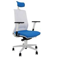 Poltrona semidirezionale Light LLBPG - con braccioli regolabili e poggiatesta - blu chiaro-bianco - Unisit - LLBPG/BR/HBC - DMwebShop