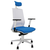 Poltrona semidirezionale Light LLBPG - con braccioli regolabili e poggiatesta - blu chiaro-bianco - Unisit - LLBPG/BR/HBC - DMwebShop