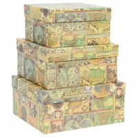 Set scatole regalo medi - dimensioni assortite - fantasia Maps - conf. 3 pezzi - Kartos - 12146501 - 8009162361334 - DMwebShop