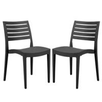 Sedia Firenze - 49 x 51 x 80 cm - polipropilene - antracite - conf. 2 pezzi - Grandsoleil - S6227Y - 23PR000352 - DMwebShop
