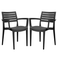 Sedia Firenze - con braccioli - 59 x 51 x 80 cm - polipropilene - antracite - conf. 2 pezzi - Grandsoleil - S6637Y - DMwebShop