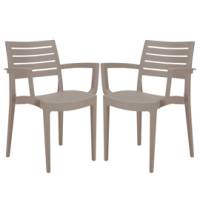 Sedia Firenze - con braccioli - 59 x 51 x 80 cm - polipropilene - juta - conf. 2 pezzi - Grandsoleil - S6637J - 23PR000355 - DMwebShop