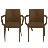 Sedia Venice - con braccioli - 59 x 51 x 80 cm - polipropilene - moka - conf. 2 pezzi - Grandsoleil - S6624MK - 23PR000358 - DMwebShop
