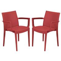 Sedia Venice - con braccioli - 59 x 51 x 80 cm - polipropilene - rosso - conf. 2 pezzi - Grandsoleil - S6624R - S6624RS2 - DMwebShop