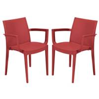 Sedia Venice - con braccioli - 59 x 51 x 80 cm - polipropilene - rosso - conf. 2 pezzi - Grandsoleil - S6624R - S6624RS2 - DMwebShop