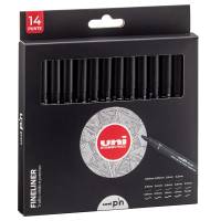 Astuccio Pin fineliner - nero - 14 gradazioni - conf. 14 pezzi - Uni Mitsubishi - M 84007168 - 8059484007168 - DMwebShop