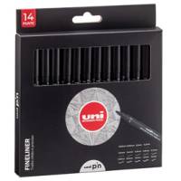 Astuccio Pin fineliner - nero - 14 gradazioni - conf. 14 pezzi - Uni Mitsubishi - M 84007168 - 8059484007168 - DMwebShop