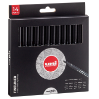 Astuccio Pin fineliner - nero - 14 gradazioni - conf. 14 pezzi - Uni Mitsubishi - M 84007168 - 8059484007168 - DMwebShop
