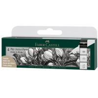 Pitt Artist Pen - punte assortite - bianco-nero - conf. 4 pezzi - Faber Castell - 167151 - 4005401671510 - DMwebShop