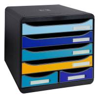 Cassettiera Big Box Maxi Bee Blue - 6 cassetti A4 - nero-multicolore - Exacompta - 3124202D - 9002494312424 - DMwebShop