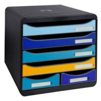 Cassettiera Big Box Maxi Bee Blue - 6 cassetti A4 - nero-multicolore - Exacompta - 3124202D - 9002494312424 - DMwebShop