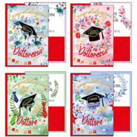 Biglietto auguri portasoldi Laurea - 4 soggetti assortiti - conf. 12 pezzi - Kartos - 07558801 - 8009162362379 - DMwebShop