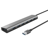 Hub Halyx - 7 porte - USB 3.2 Gen 1 - alluminio - grigio - Trust 24967