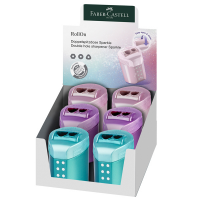 Temperamatite RollOn Sparkle - con serbatoio - 2 fori - colori assortiti - conf. 6 pezzi - Faber Castell - 183900 - 4005401839002 - DMwebShop