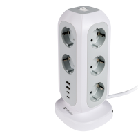 Torre di Alimentazione Multi-Spina EUPT-01 con 2 x USB-C - 2 x USB-A - Verbatim - 49547 - 23942495475 - DMwebShop