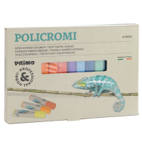 Gessetti quadrati Policromi - 13 x 13 x 80 mm - quadrati - astuccio 12 colori - Primo - 020GC12I - 8006919000201 - DMwebShop