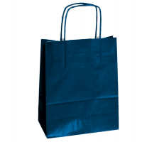 Shopper in carta maniglie cordino - 22 x 10 x 29 cm - blu - conf. 25 sacchetti - Cartabianca 037269
