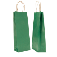Portabottiglie in carta maniglie cordino - 14 x 9 x 38 cm - verde - conf. 20 sacchetti - Mainetti Bags - 072239 - 8029307072239 - DMwebShop