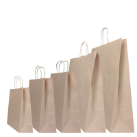 Shopper in carta maniglie cordino - 36 x 12 x 41 cm - sabbia - conf. 25 sacchetti - Mainetti Bags