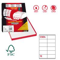 Etichetta adesiva C504 - carta - permanente - 105 x 48 mm - 12 etichette per foglio - bianco - scatola 100 fogli A4 - Markin - X210C504 - 8007047021892 - DMwebShop