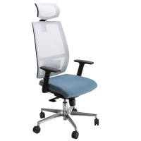 Poltrona semidirezionale Melania MAALPG - con braccioli regolabili e poggiatesta - celeste-bianco - Unisit - MAALPG/BR2D/LC/Q - DMwebShop
