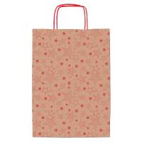 Shopper natale - 16 x 8 x 21 cm - carta kraft - fantasia stelline - rosso - conf. 25 pezzi - Rex Sadoch - SDF16260F - 8006715240627 - DMwebShop