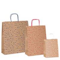 Shopper natale - 26 x 12 x 36 cm - carta kraft - fantasia stelline - colori assortiti - conf. 25 pezzi - Rex Sadoch - SDF26ASSSTE - 8006715241297 - DMwebShop