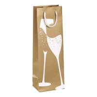 Portabottiglie natale - 37 x 12 x 9 cm - carta patinata - fantasia oro - conf. 10 pezzi - Rex Sadoch - SDN12177F - 8006715236835 - DMwebShop
