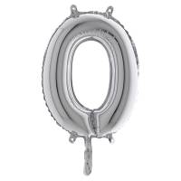 Palloncino - numero 0 - H 36 cm - mylar - argento - Big Party - 42840 - 8020834428407 - DMwebShop