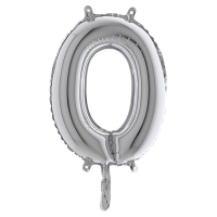 Palloncino - numero 0 - H 36 cm - mylar - argento - Big Party - 42840 - 8020834428407 - DMwebShop