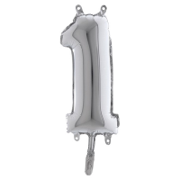 Palloncino - numero 1 - H 36 cm - mylar - argento - Big Party - 42841 - 8020834428414 - DMwebShop