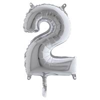 Palloncino - numero 2 - H 36 cm - mylar - argento - Big Party - 42842 - 8020834428421 - DMwebShop