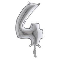 Palloncino - numero 4 - H 36 cm - mylar - argento - Big Party - 42844 - 8020834428445 - DMwebShop