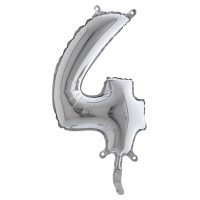 Palloncino - numero 4 - H 36 cm - mylar - argento - Big Party - 42844 - 8020834428445 - DMwebShop