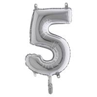 Palloncino - numero 5 - H 36 cm - mylar - argento - Big Party - 42845 - 8020834428452 - DMwebShop